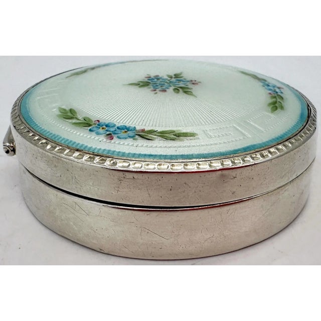 Blackington Sterling Silver and Guilloché Enamel Box with Mirrored Lid, C. 1925 For Sale - Image 9 of 11