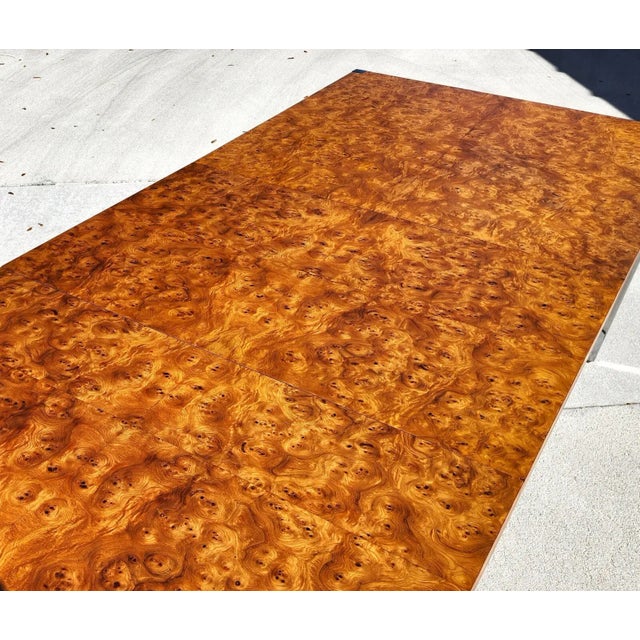 Harvey Probber MCM Burl Dining Conference Table 2 Leaves For Sale - Image 9 of 11