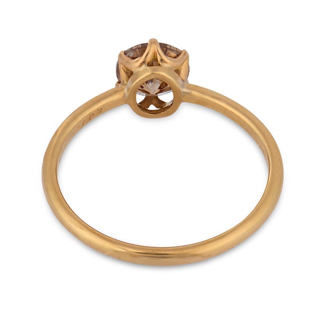 Early 20th Century Early20th Century Victorian Style 1.01 Carat Fancy Brown Diamond 18k Yellow Gold Engagement Ring, Size 6.5 For Sale - Image 5 of 6
