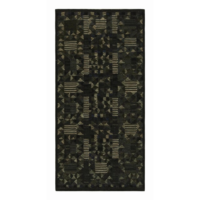 Black Rug & Kilim’s Scandinavian Style Kilim Runner Rug in Brown Geometric Patterns For Sale - Image 8 of 8