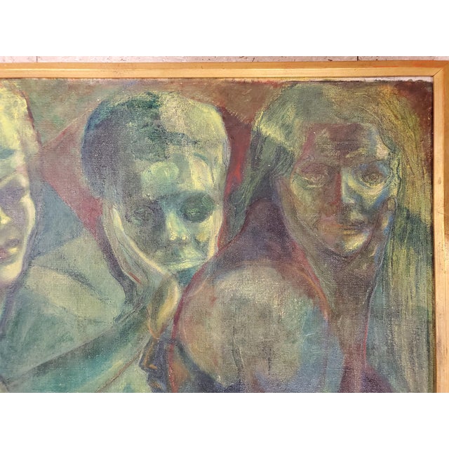 Mid-Century Modern Mid 19th Century Green Underworld Acrylic Paint on Canvas, Nude Women For Sale - Image 3 of 10