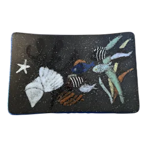 Vintage Anna-Lisa Thomson Upsala Ekeby Sweden Ceramic Spectra Fish Aquatic Shallow Dish