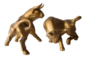Vintage Ceramic Gold Metallic Bulls - A Pair