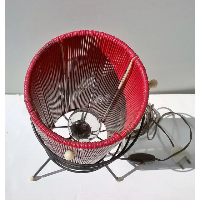 Italian red plastic table lamp,manufactured in Italy in the 1950s by Stilux. Attributed for form and style. No label and...