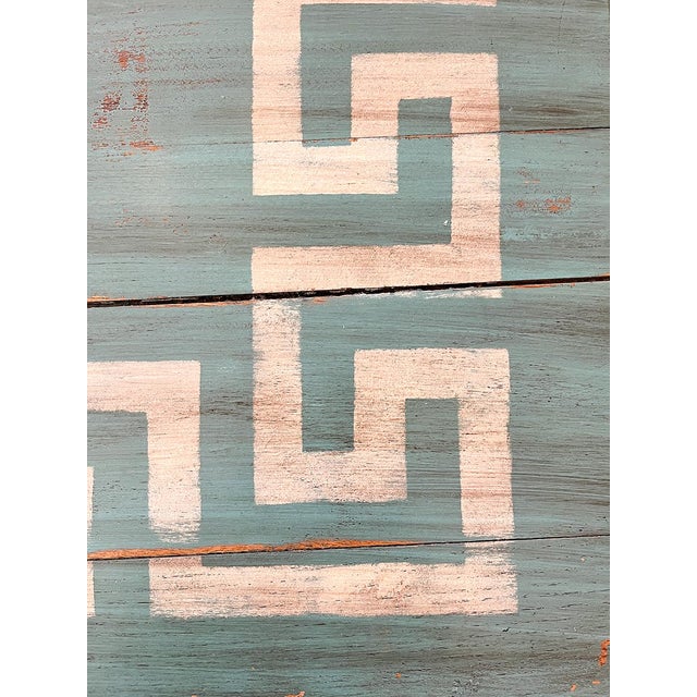 Blue Vintage Greek Key Table For Sale - Image 4 of 5
