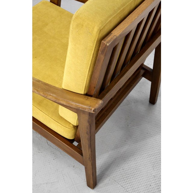 Wood Mid-Century Italian Armchair in Teak and Mustard Velvet, 1960s For Sale - Image 7 of 9