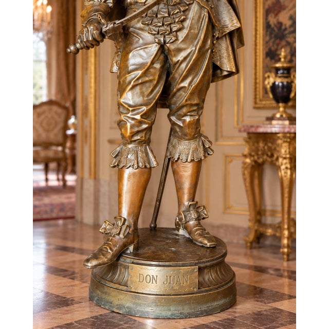 Late 19c Artisan Baroque Spelter Don Juan Statue For Sale - Image 4 of 18