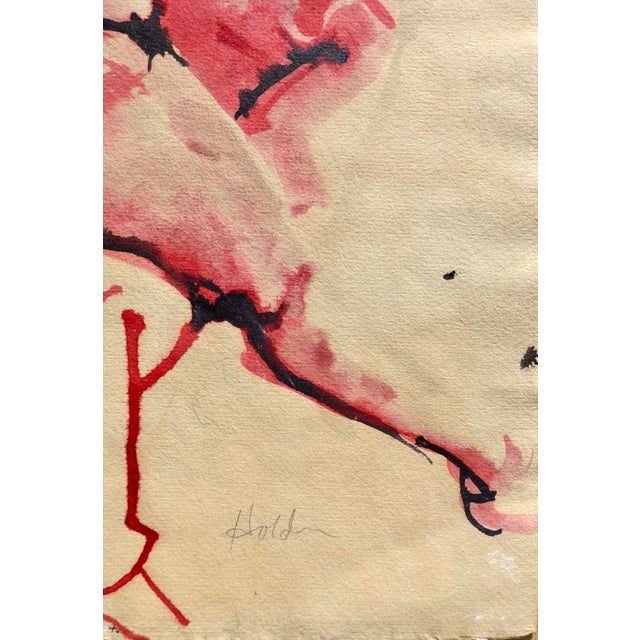 2020s Contemporary "Red Man" Ink Drawing by Artist Martha Holden For Sale - Image 5 of 6