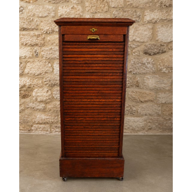 Brown Office Roller Shutter Cabinet, 1890s For Sale - Image 8 of 8