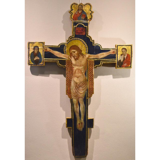 Religious Artist, 14th Century Style Crucifix, Tempera on Panel For Sale - Image 13 of 16