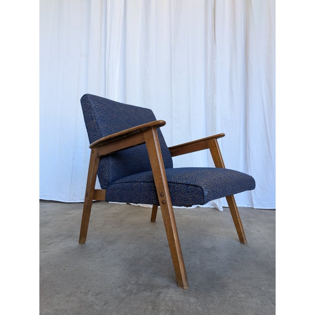 Mid-Century Modern Royal Blue Lounge Chair, 1970s For Sale - Image 4 of 18