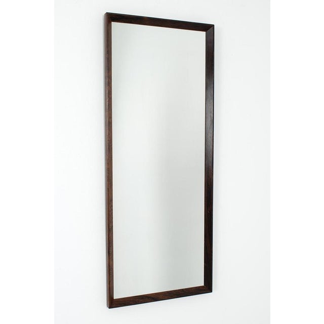 Brown Vintage Danish Mirror with Wooden Frame For Sale - Image 8 of 8