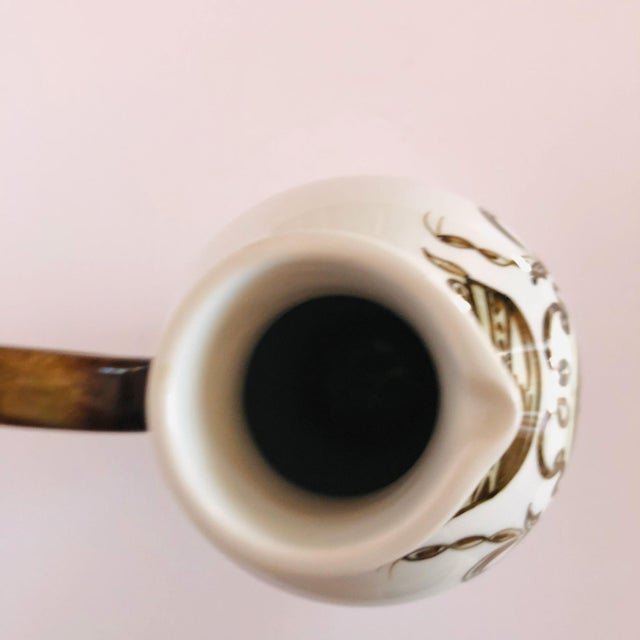 White Vintage Hand-Painted Portuguese Pitcher by Cfo Viana – Folk Art Scene For Sale - Image 8 of 8