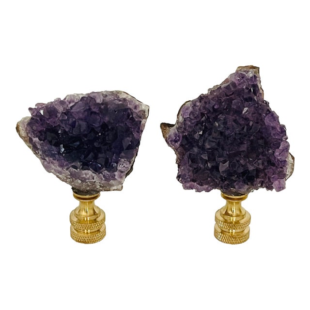 1960s Amethyst Geode Lamp Finials - a Pair For Sale