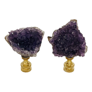 1960s Amethyst Geode Lamp Finials - a Pair
