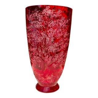 Large Murano Glass Vase Signed Gianfranco Rioda Made in Italy For Sale