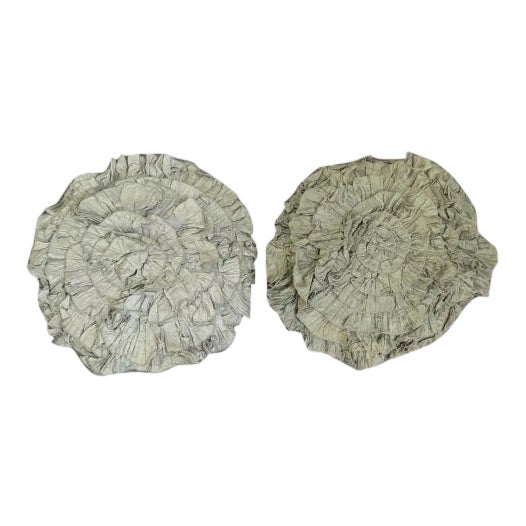 Round Ruffle Decorative Pillows - a Pair | Chairish