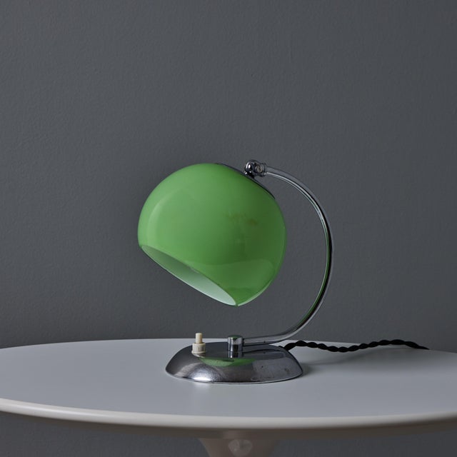 1950s Mauri Almari Chrome and Opaline Green Glass Table Lamp for Idman Oy For Sale In Los Angeles - Image 6 of 18