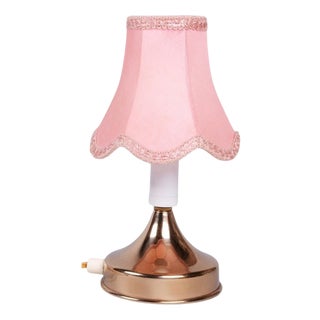 Mid-Century Table Lamp in Brass andTextile Lampshade, Czech, 1960s For Sale