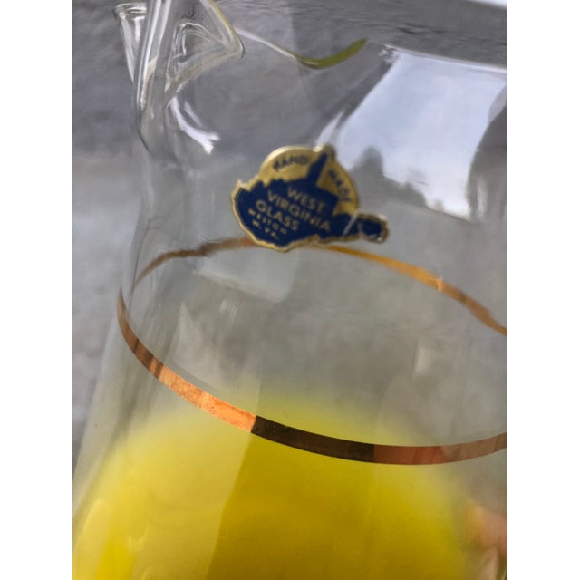 Glass Vintage / Mid Century Modern Blendo West Virginia Glass Yellow Pitcher and Glasses - 7 Piece Set For Sale - Image 7 of 13