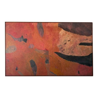 Monumental 1991 Abstract Oil Painting in Earth Tones Signed L. Lizardo For Sale
