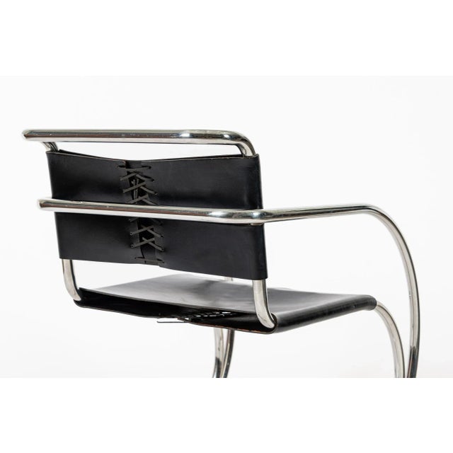 Bauhaus Mr 20 Black Leather Arm Chairs by Mies Van Der Rohe for Knoll, 1979 For Sale - Image 12 of 13