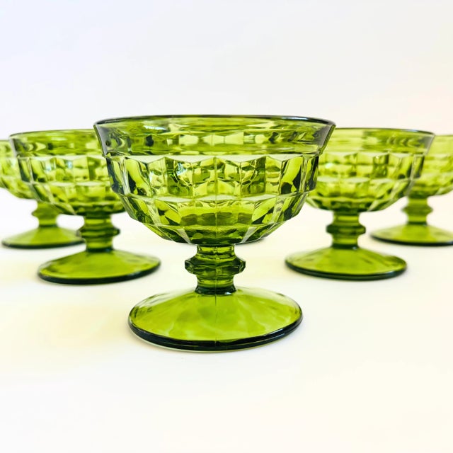 Mid 20th Century Mid 20th Century Mid Century Modern Indiana Glass Green Coupe Glasses - Set of 6 For Sale - Image 5 of 10