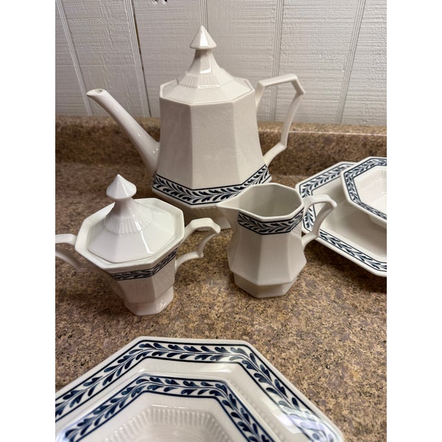 Ironstone China 1960s “Blue Tulip” Independence Ironstone by Castleton China Set, Service for 12 - 91pcs For Sale - Image 4 of 12