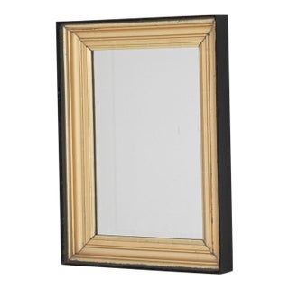 19th Century France Black & Gilded Patinated Wooden Mirror For Sale
