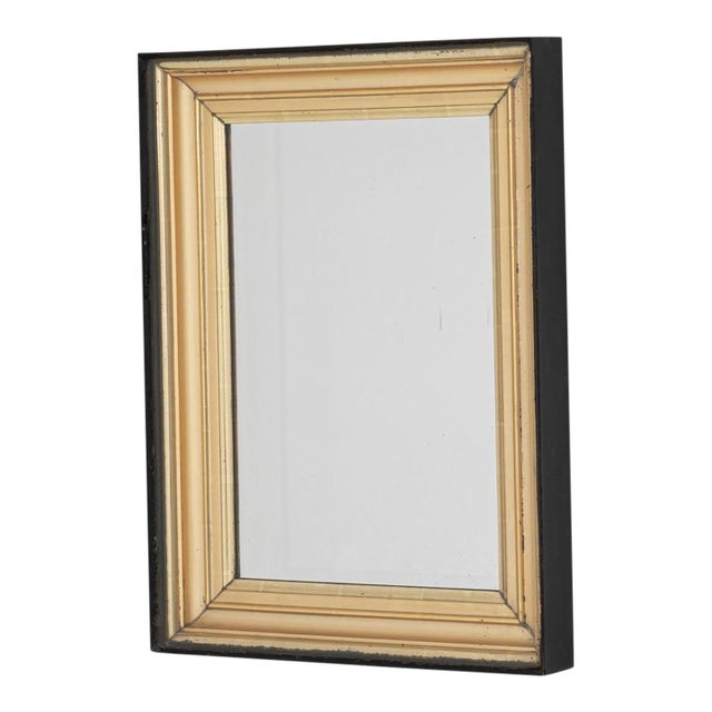 19th Century France Black & Gilded Patinated Wooden Mirror For Sale