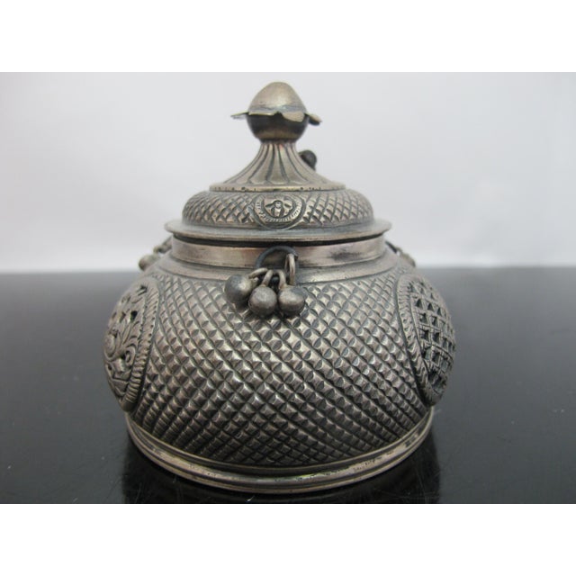 Early 20th Century Antique Southeast Asian Silver Betel Nut Censer Box or Incense Burner For Sale - Image 5 of 12