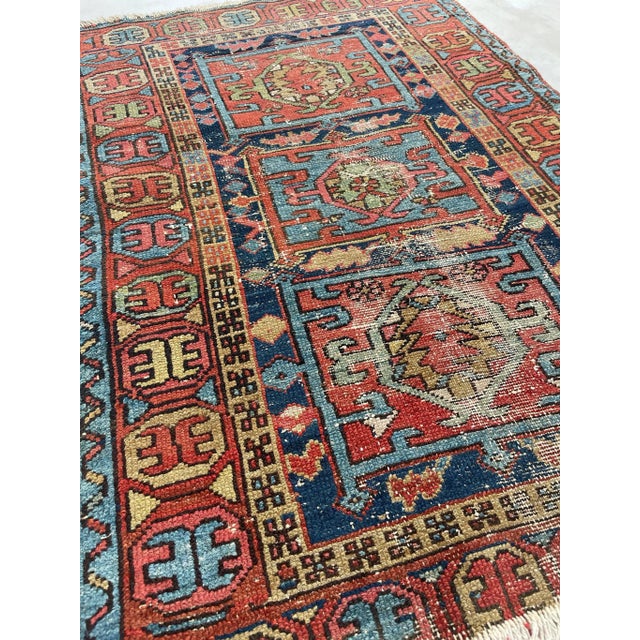 Boxed Tri-Medallion Antique Persian Northwest Karaja Rug - 3.1 X 4.2 ...