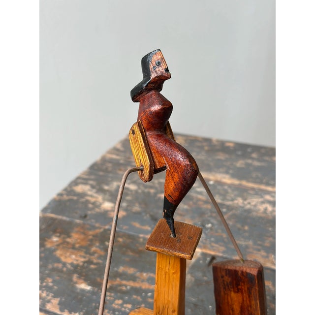 Sculpture Materials Vintage Folk Art Balancing Woman Kinetic Sculpture, Circa 1940s For Sale - Image 7 of 16