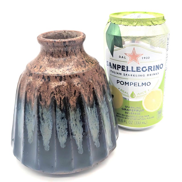 Ink Blue Vintage Glazed Stoneware Bud Vase For Sale - Image 8 of 11