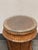 Late 20th Century Woven Rattan Drum Side Table + Glass Top, Vintage For Sale - Image 5 of 12
