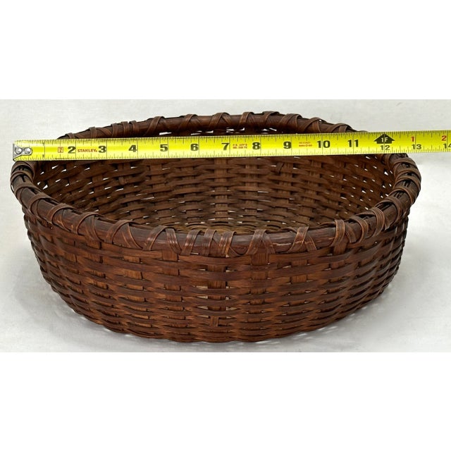 Antique Late 19th Century American Hand Woven Ash Splint Fruit Basket - Beautiful Original Color & Patina For Sale - Image 11 of 13