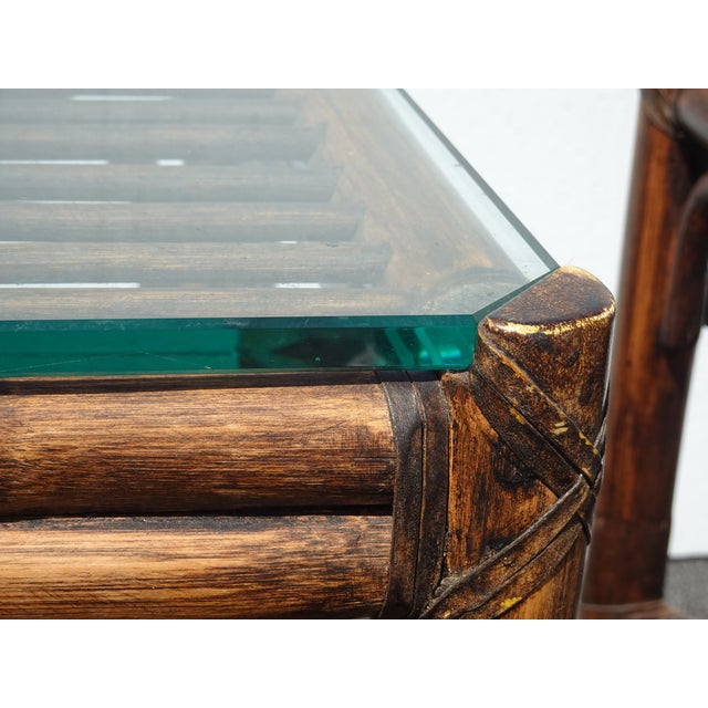 Pair of Vintage McGuire Brown Bamboo Rattan End Tables ~ Side Table For Sale - Image 11 of 17