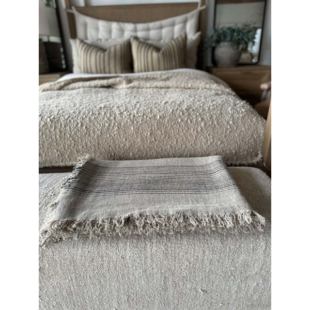 Not Yet Made - Made To Order French Flax Linen Throw With Stripes For Sale - Image 5 of 9