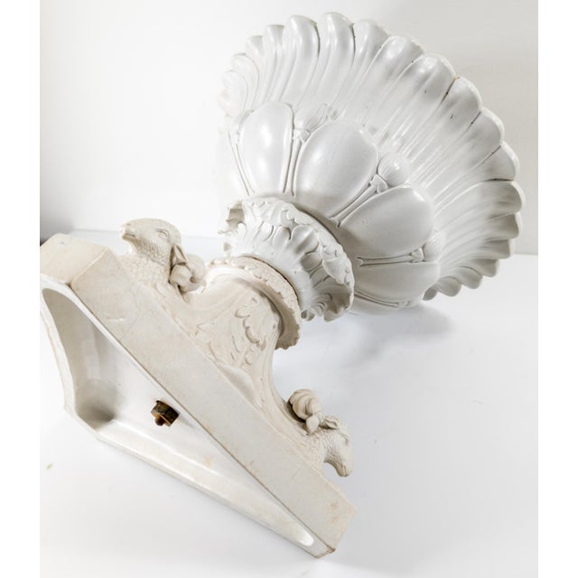 19th Century Off White Centerpiece Floral Bowl With Sheep For Sale - Image 12 of 12