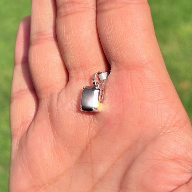 Modernist 2.69ct Emerald-Cut Black Diamond Solitaire Pendant in 14k White Gold For Sale In New York - Image 6 of 13
