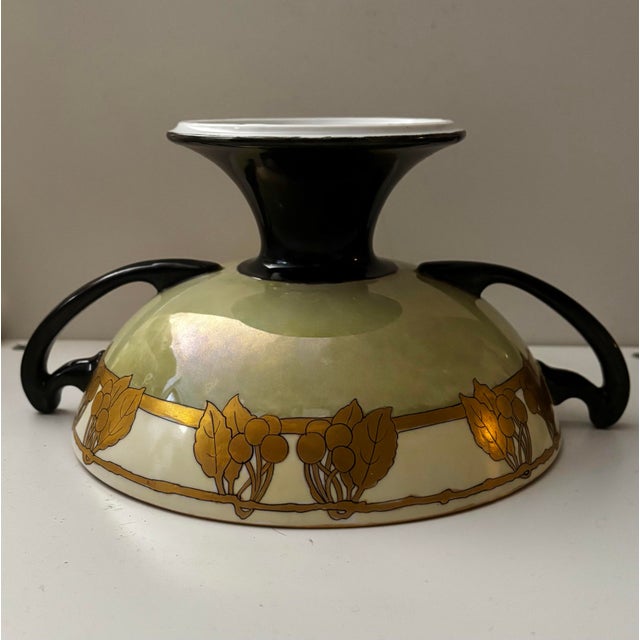 Limoges, France Antique Art Nouveau Hand-Painted Porcelain Pedestal Bowl, Signed C. M. Button, C. 1900 For Sale - Image 4 of 6