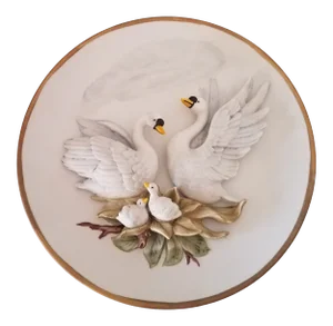 Vintage 1970s Ardalt Ceramic Majolica Decorative Swan Dish