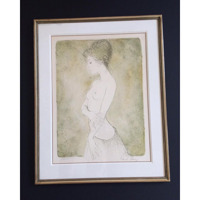 Lithograph, Naked Lady with Skirt, Bernard Chang, 1970s For Sale - Image 6 of 6