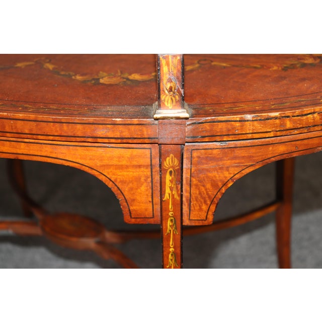 19th C Antique English Adams Paint Decorated Two-Tier Dessert Table For Sale - Image 11 of 15