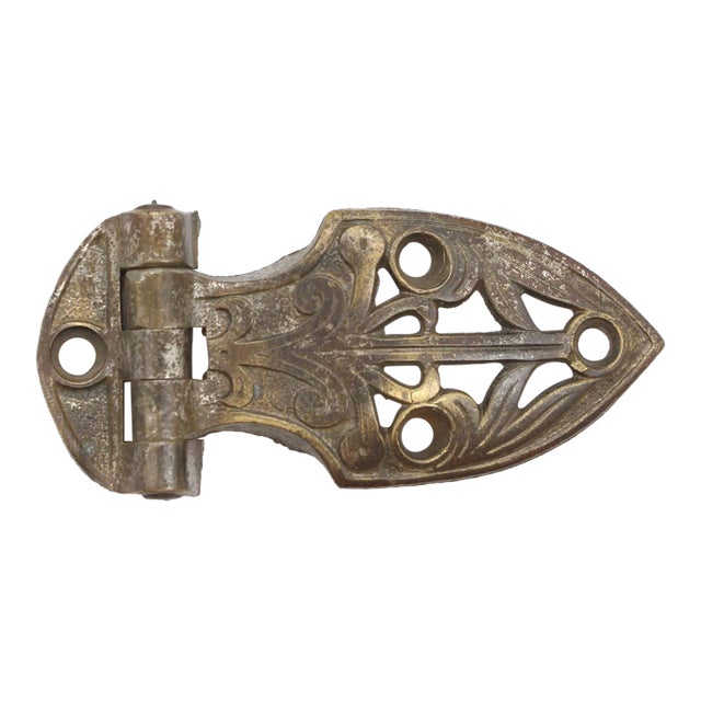 Vintage 3.875 In. Art Nouveau Bronze Offset Ice Box Hinge For Sale