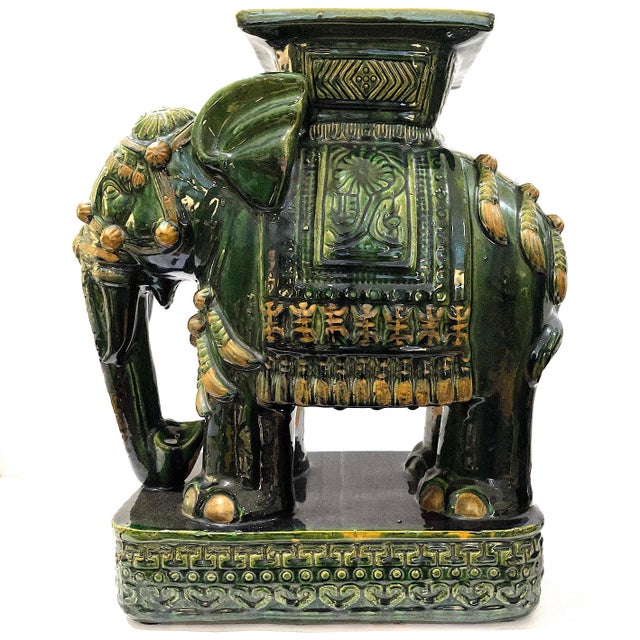 Large Pair Chinese Ceramic Elephant Garden Stools Chairish