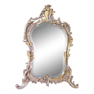 19th French Silvered Bronze Table Mirror For Sale