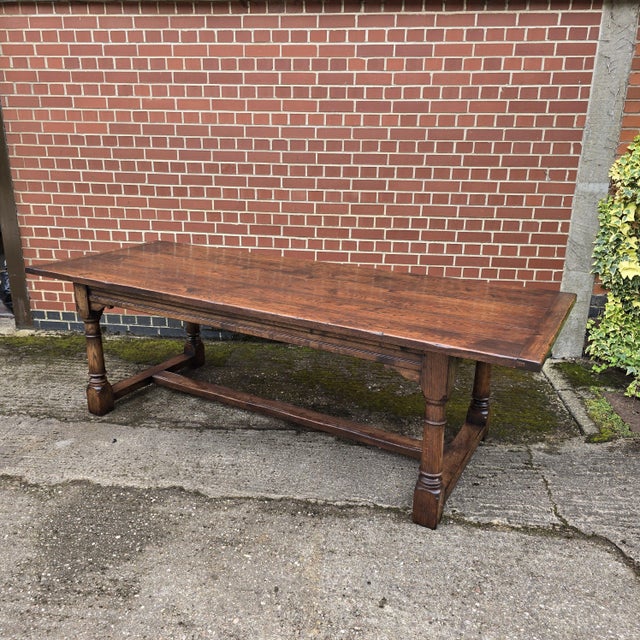 Oak Refectory Kitchen Farmhouse Dining Table, 1920s For Sale - Image 9 of 18