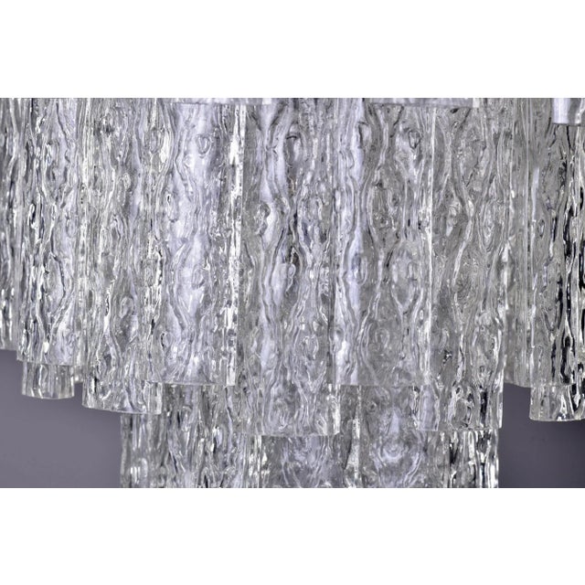 1960s Mid Century Italian Three Tier Tronchi Glass Chandelier For Sale - Image 5 of 12
