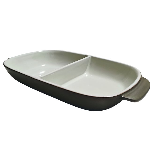 Vintage 1970s Mid-Century Denby Stoneware Divided Serving Dish For Sale - Image 4 of 8